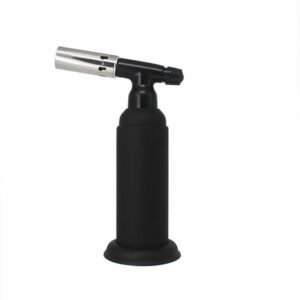 Black culinary torch with adjustable flame