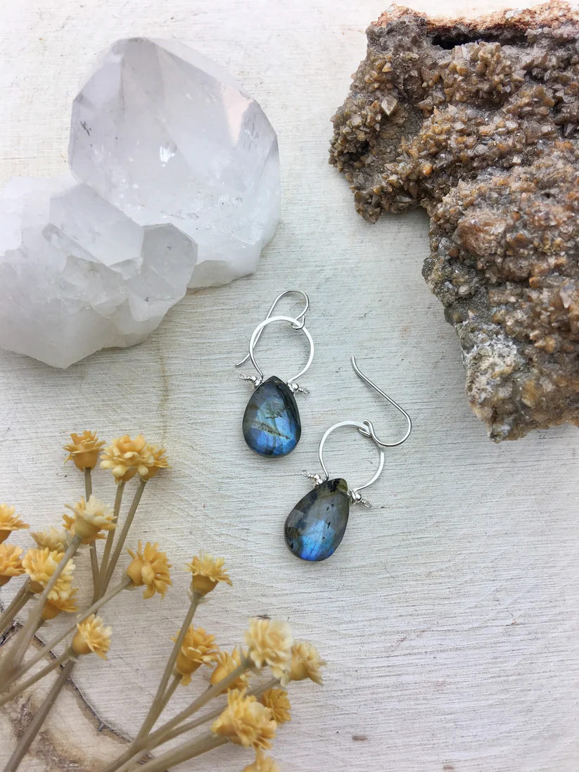 Sterling silver bezel set labradorite pendant handmade jewelry