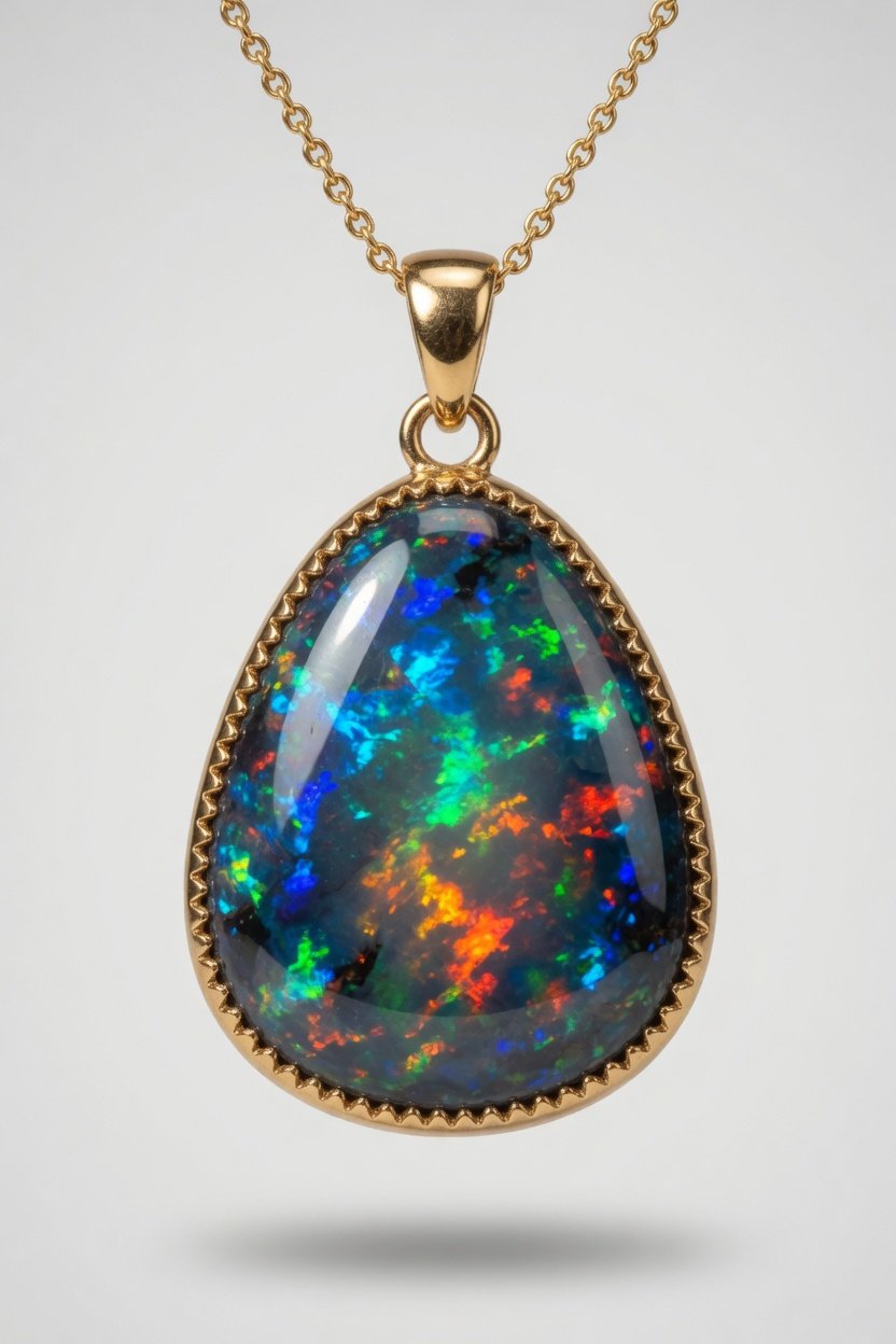 Sterling silver bezel set boulder opal pendant handmade jewelry