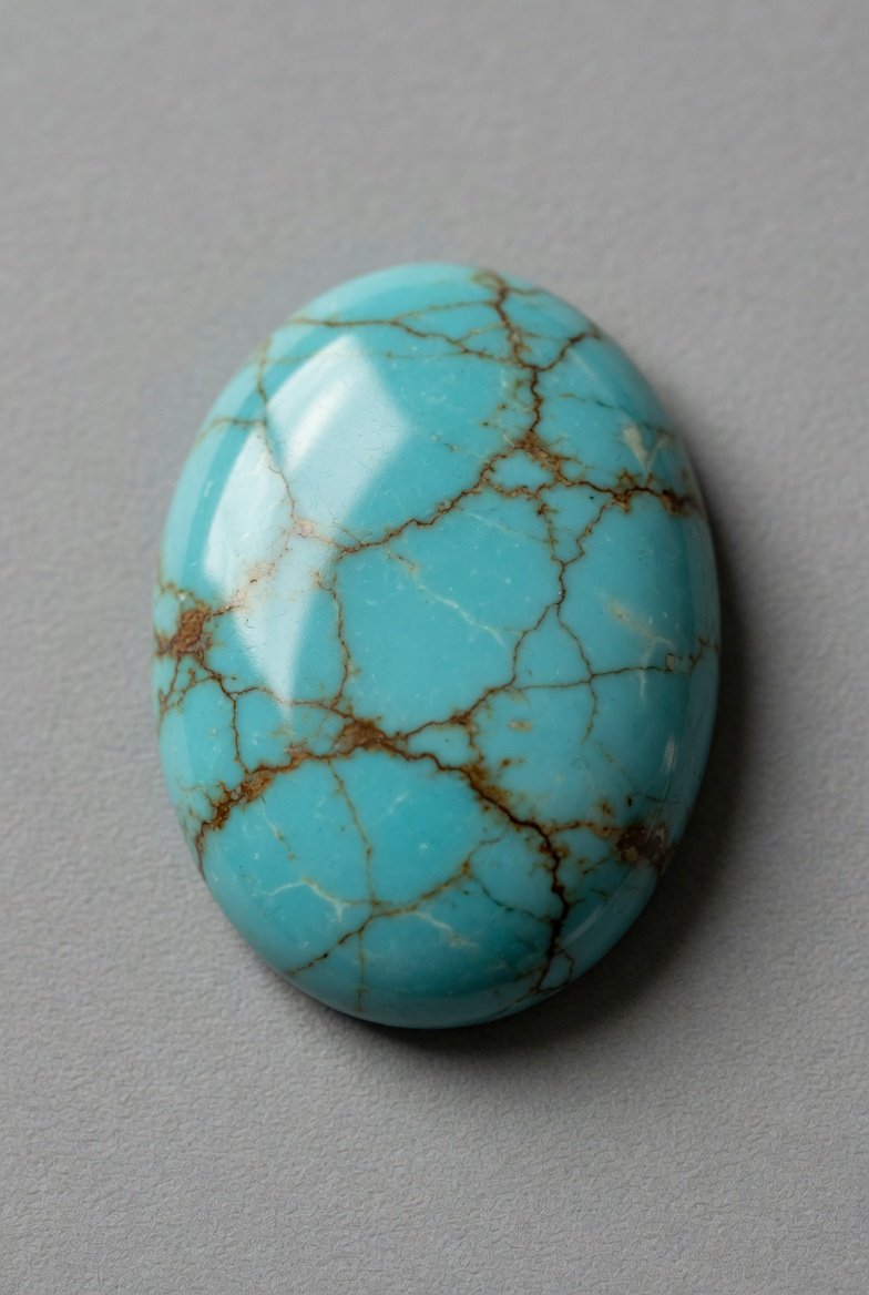 Polished turquoise cabochon robin egg blue with brown matrix