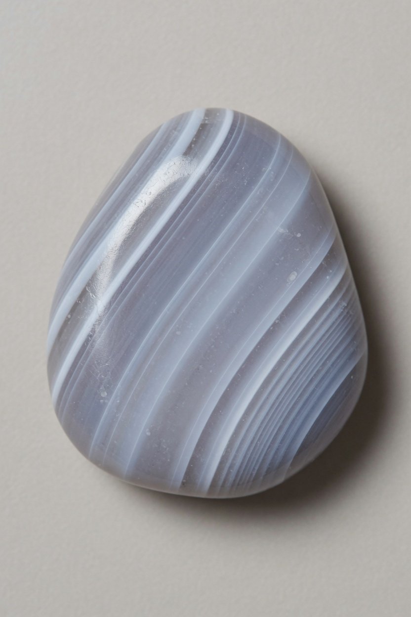Tumbled freeform agate with visible stripes
