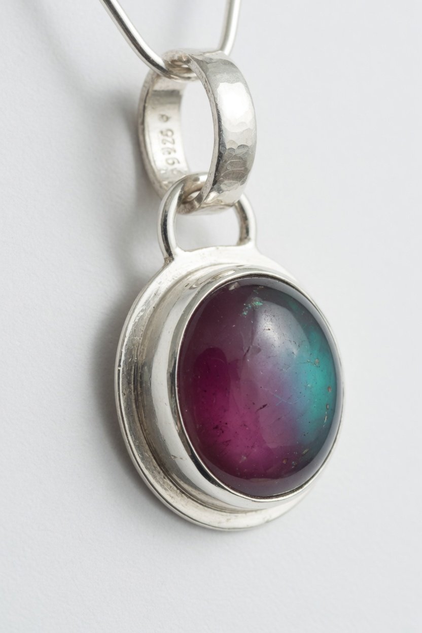 Sterling silver bezel-set Alexandrite pendant