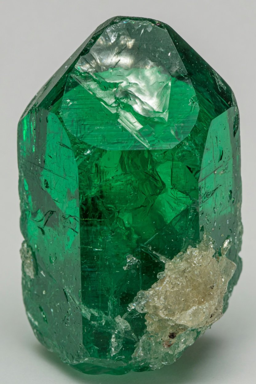 Raw emerald crystal with vivid green color and natural inclusions
