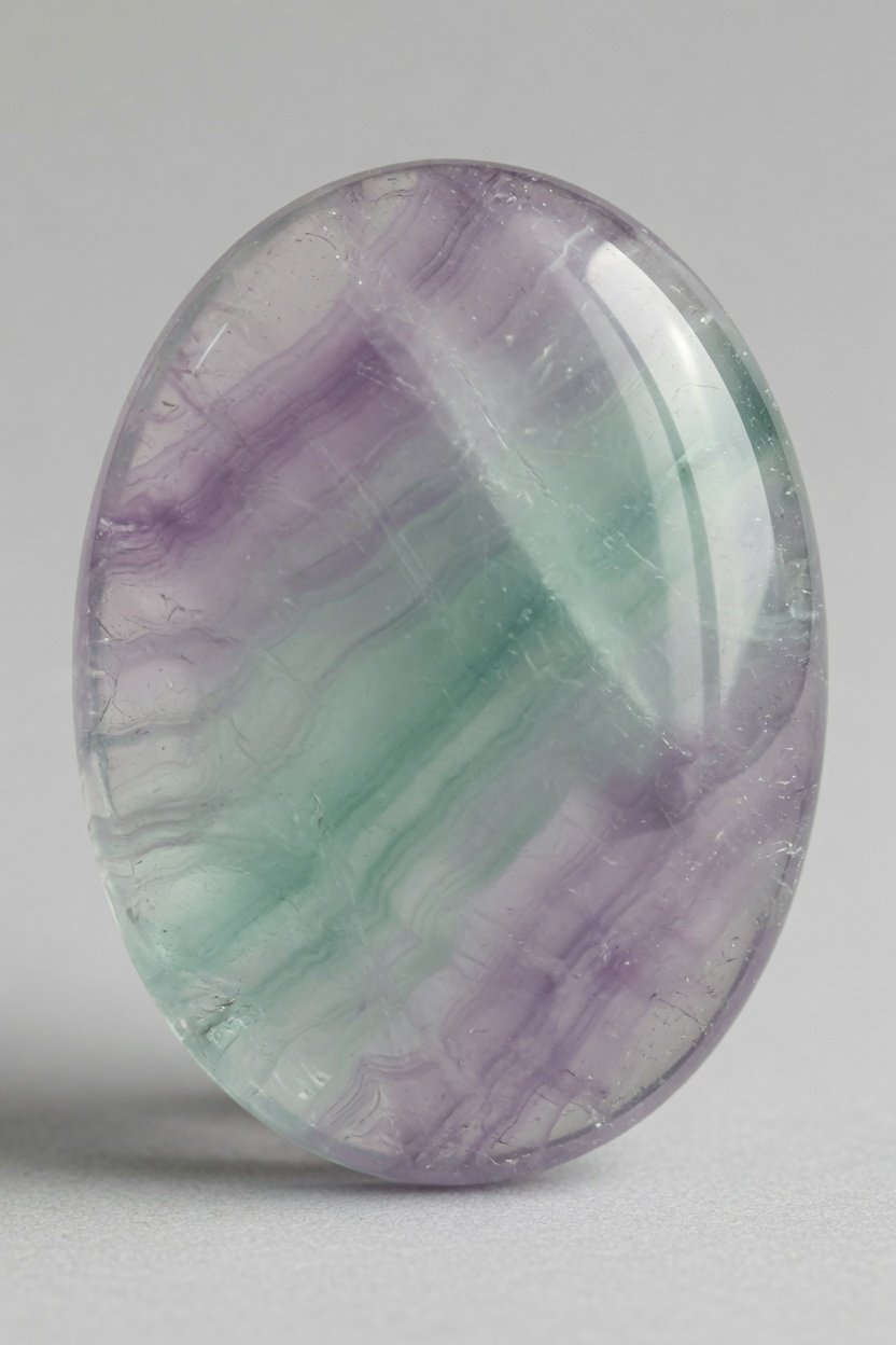 Tumbled fluorite freeform with banded colors