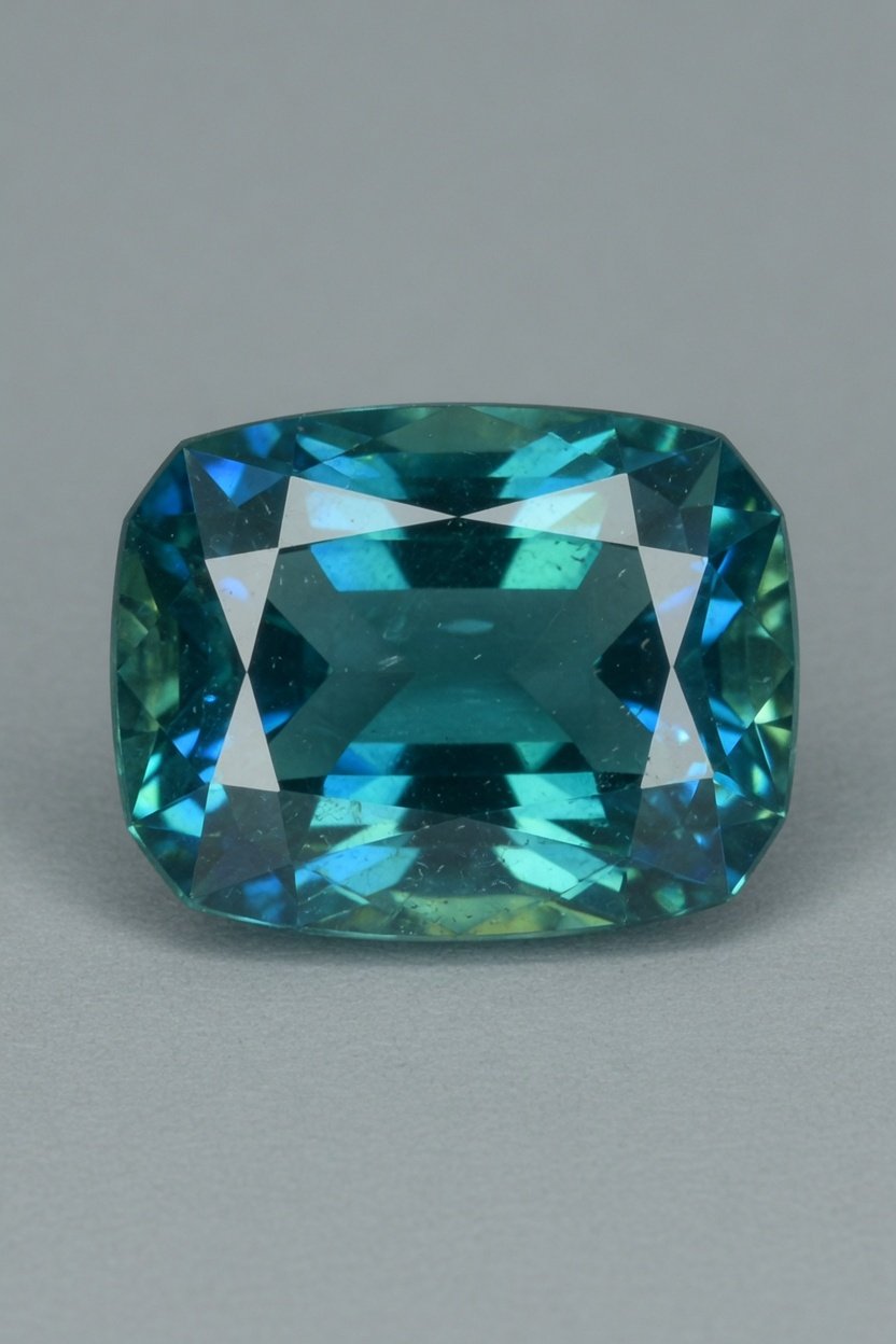 Faceted grandidierite loose stone with teal flashes