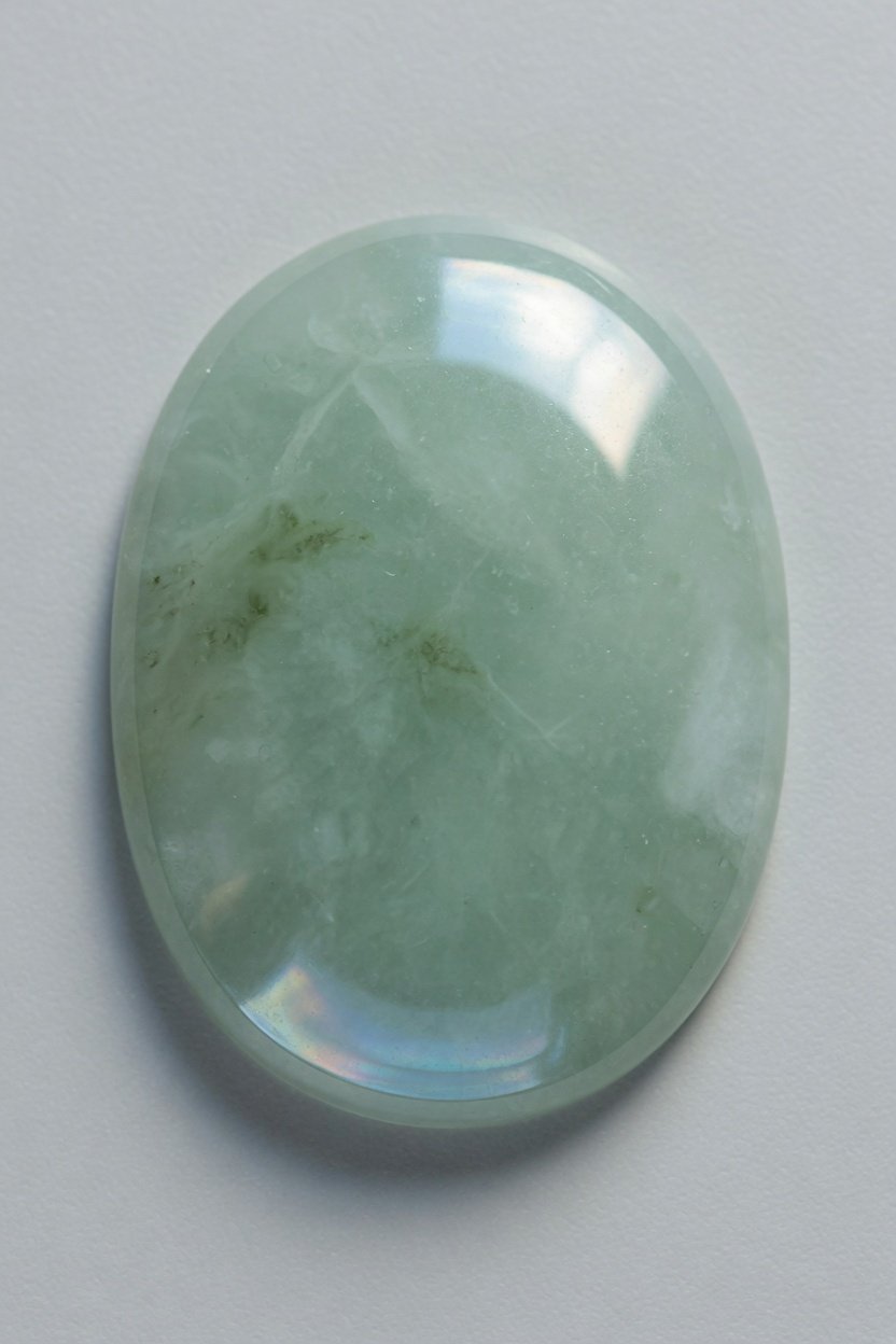 Smooth tumbled freeform jade pebble in rich green with soft luster