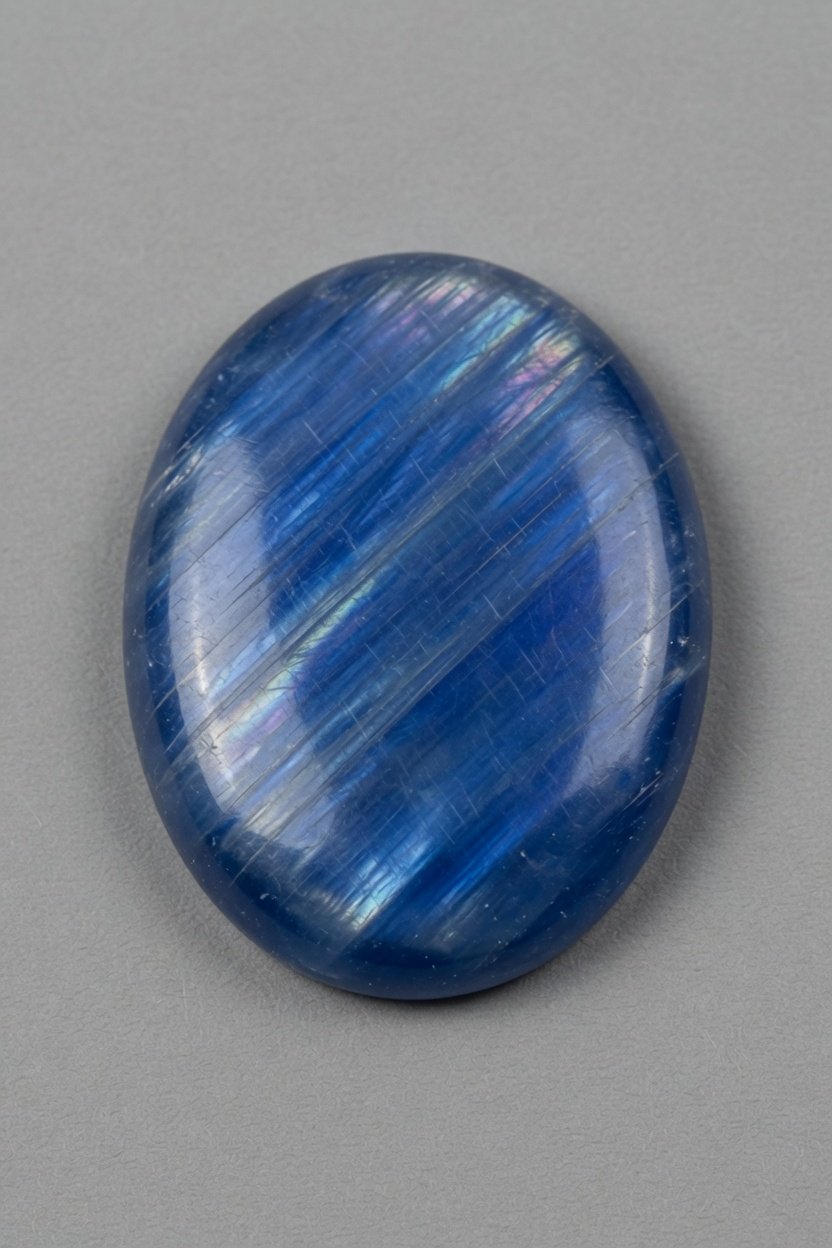 Polished kyanite cabochon