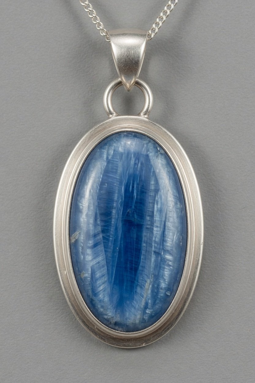 Kyanite in silver bezel pendant