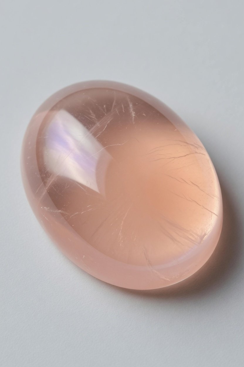 Tumbled peach-pink morganite freeform pebble