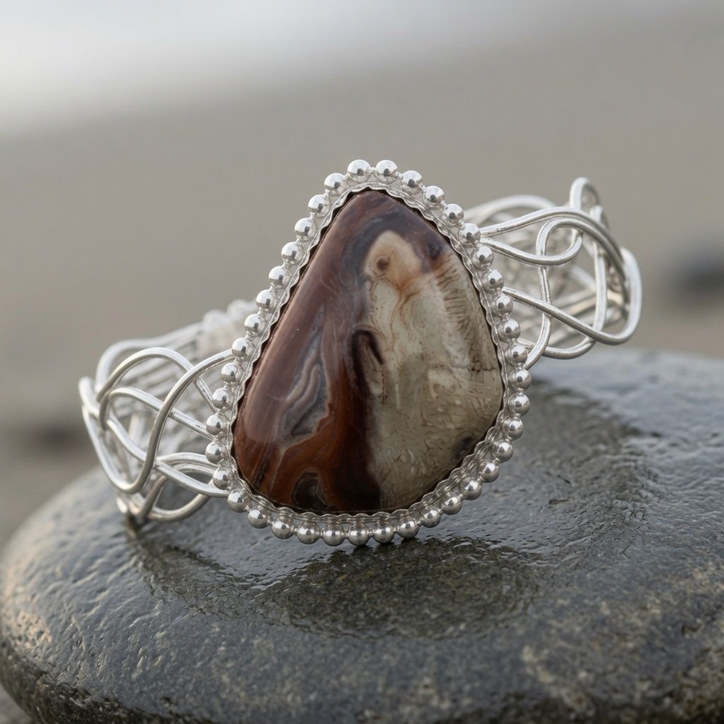 Freeform wave sterling silver wire cuff