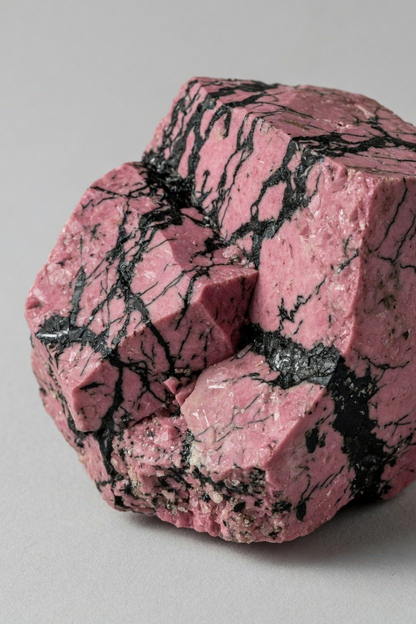 Raw Rhodonite showing natural color