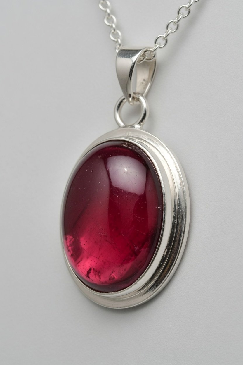 Sterling silver bezel-set Spinel pendant