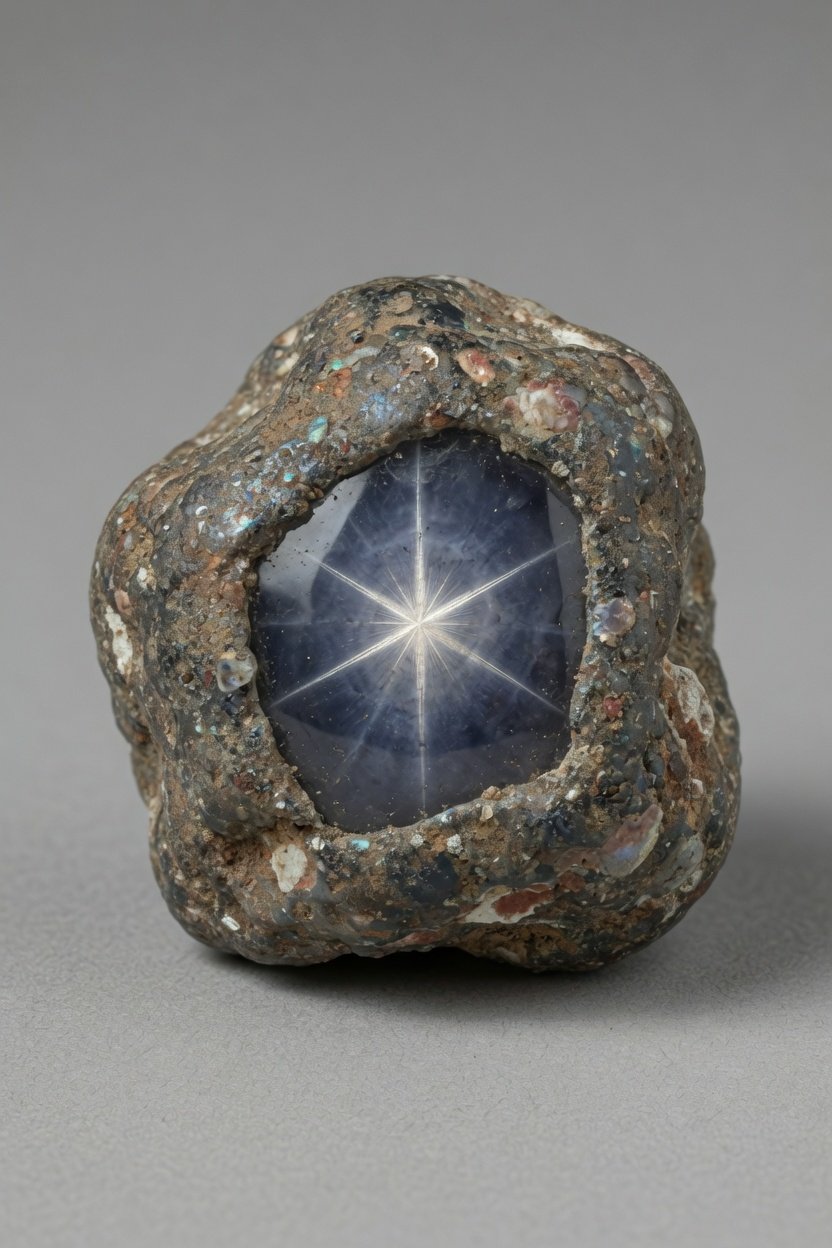 Raw Star Sapphire showing natural color