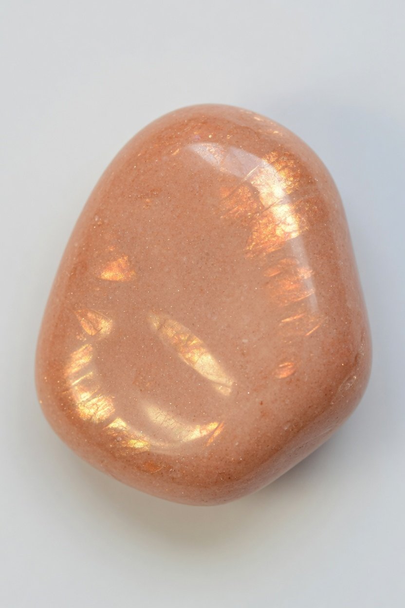 Tumbled sunstone freeform displaying golden schiller
