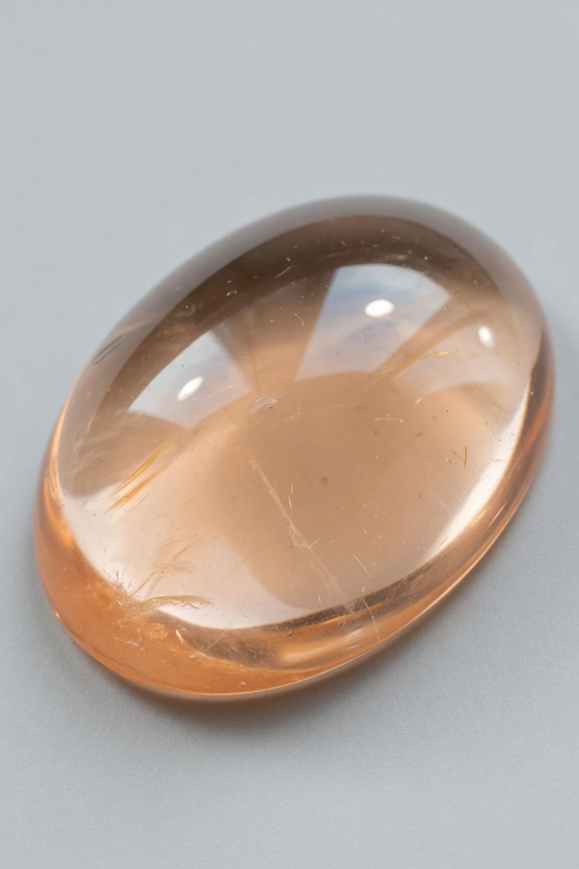 Smooth tumbled topaz freeform with glassy polish and subtle color zoning