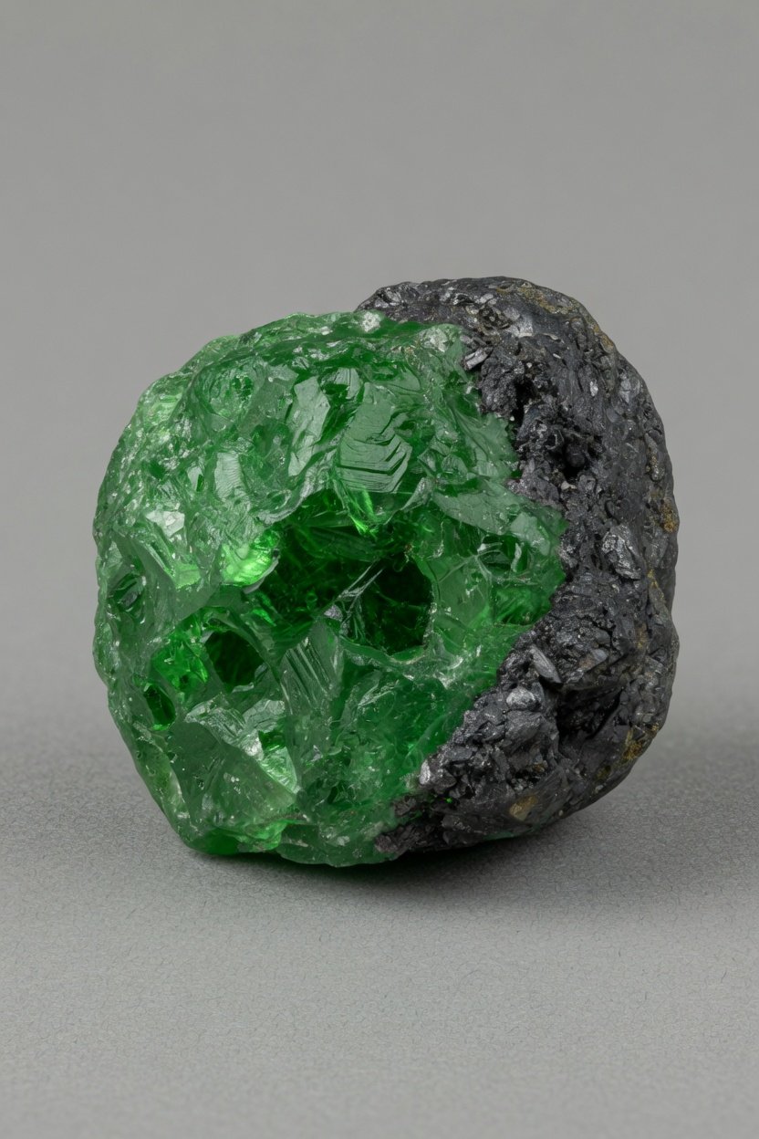 Raw Tsavorite showing natural color