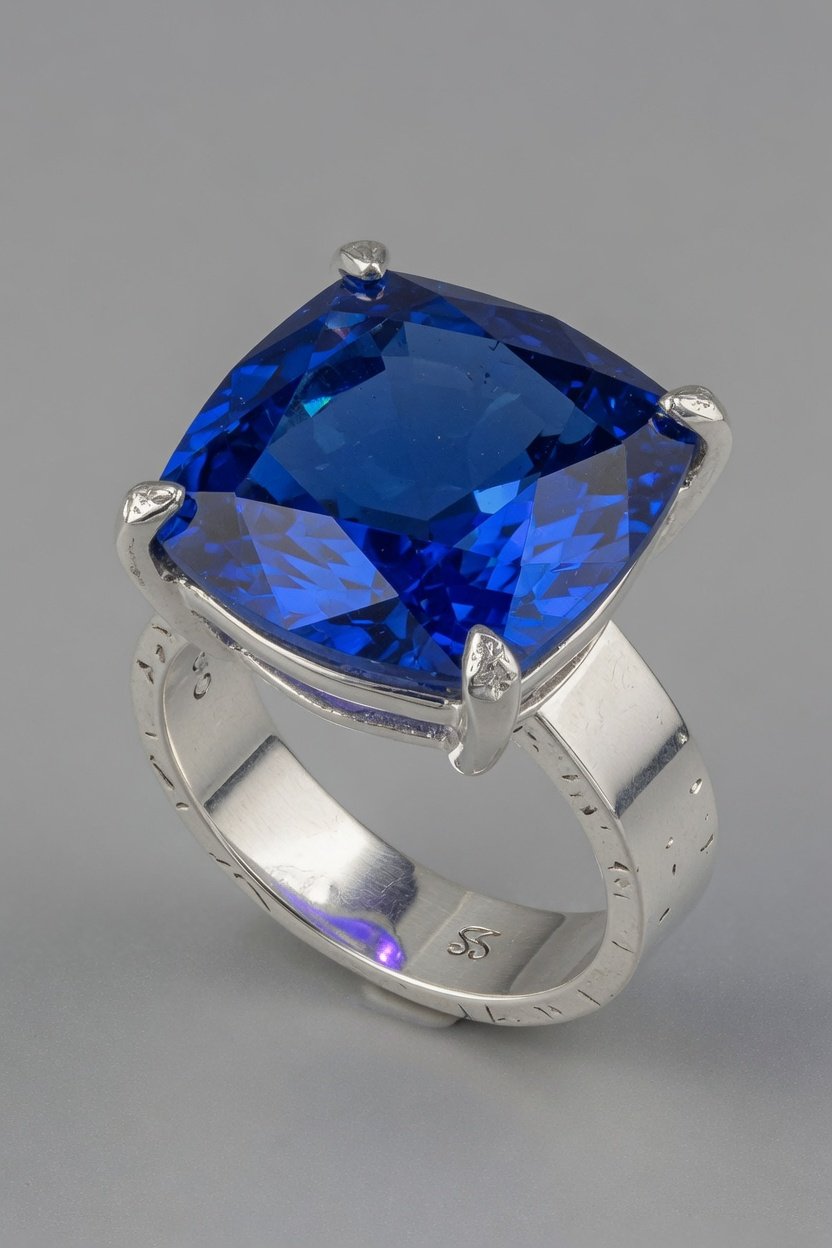 Cobalt Blue Spinel set in sterling silver Contemporary Prong Ring