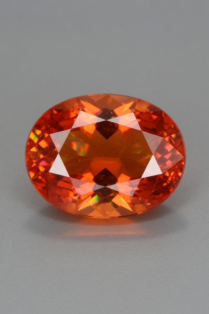 Polished Fire Opal cabochon with vivid play-of-color