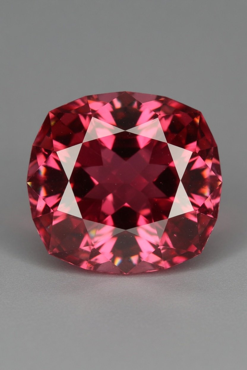 Polished faceted Mahenge Spinel loose stone with vivid red color