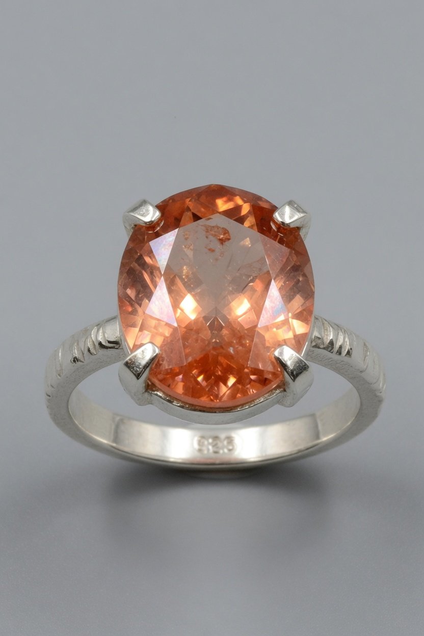 Oregon Sunstone set in sterling silver Contemporary Prong Ring