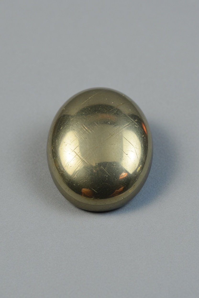 Polished Pyrite cabochon with bright metallic flash