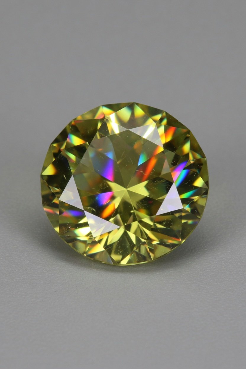 Faceted sphene loose stone with rainbow dispersion