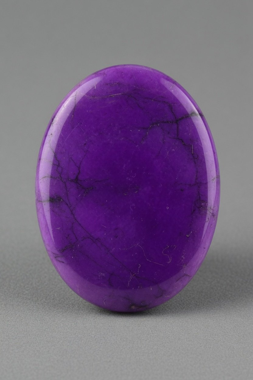 Polished Sugilite cabochon displaying saturated violet-purple