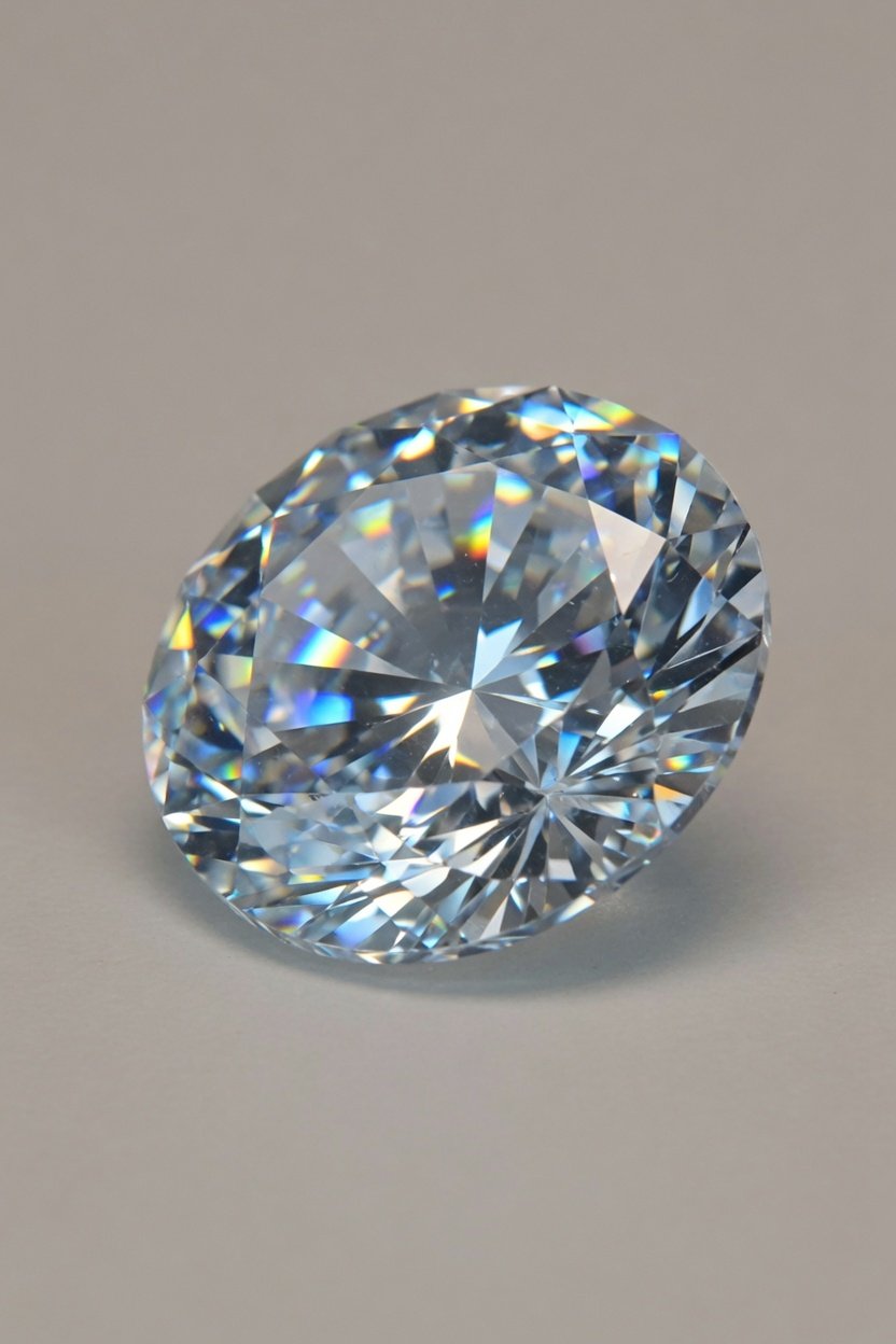Single faceted Zircon loose stone with crisp facets and strong brilliance