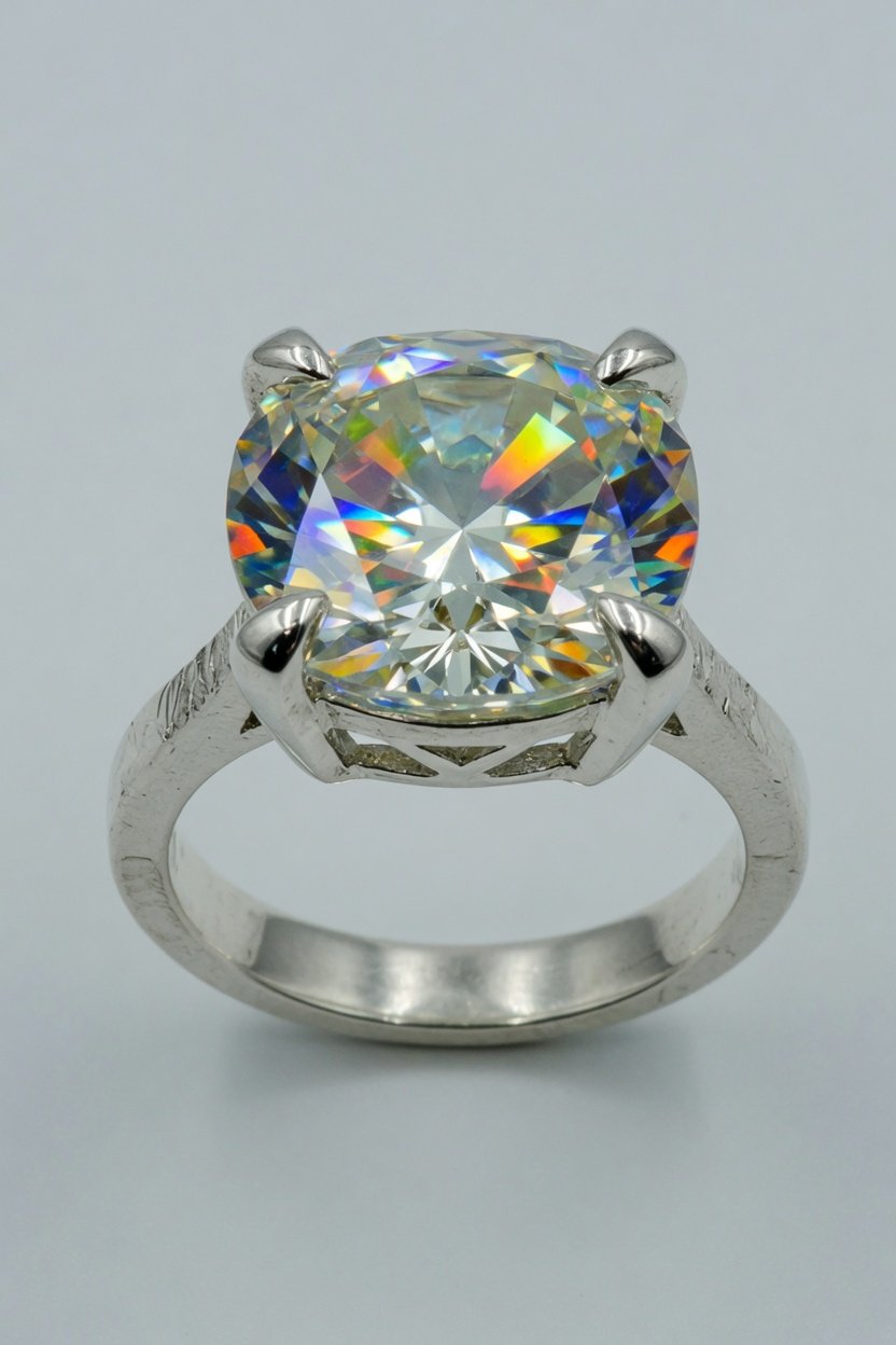 Faceted Zircon set in contemporary prong sterling silver ring