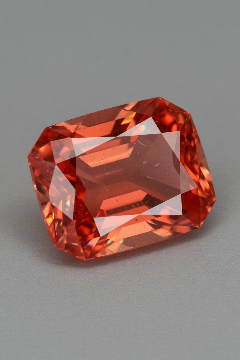 Single faceted Andesine loose stone with crisp facets and vitreous luster