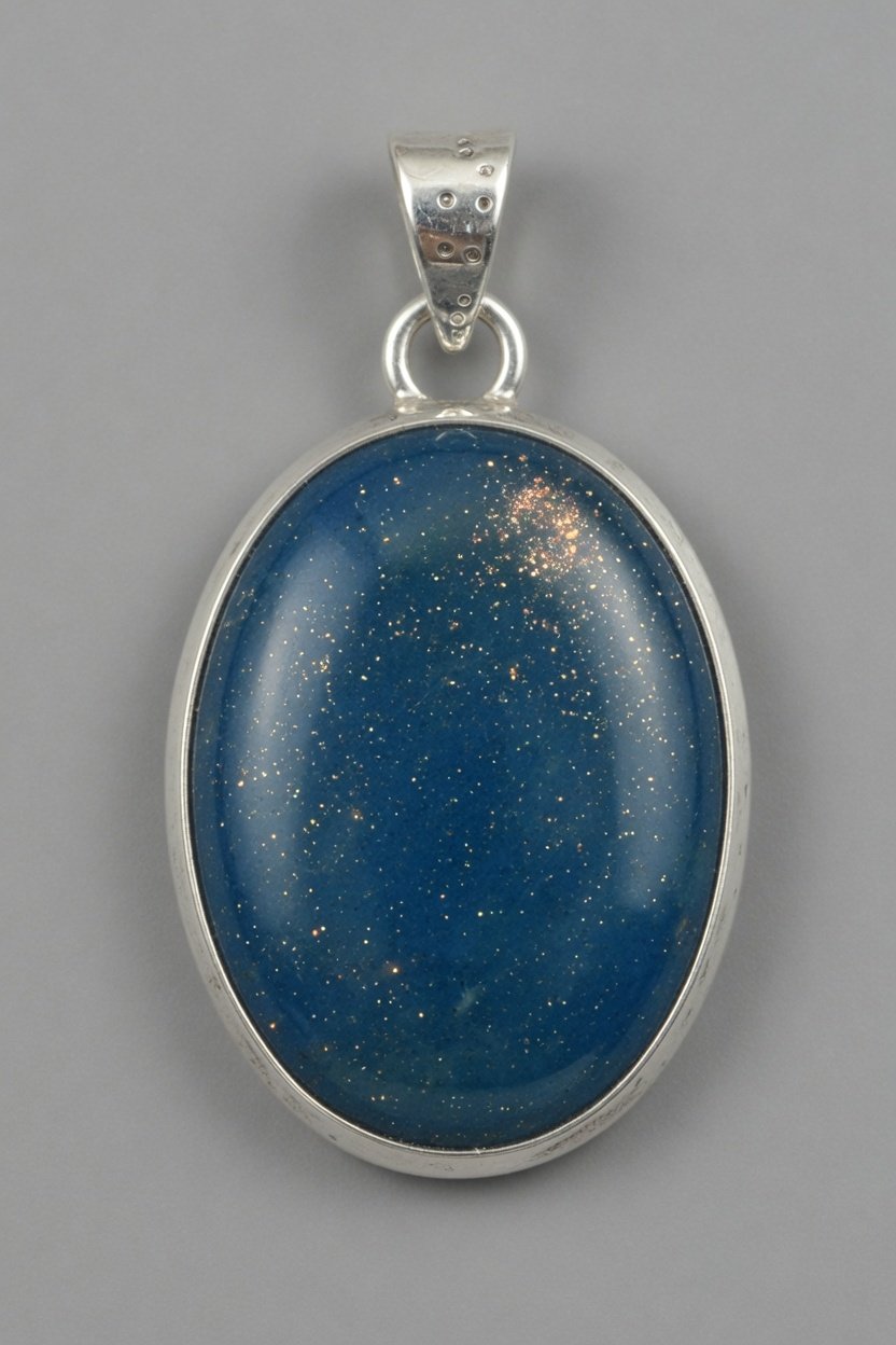 Blue Aventurine in silver pendant