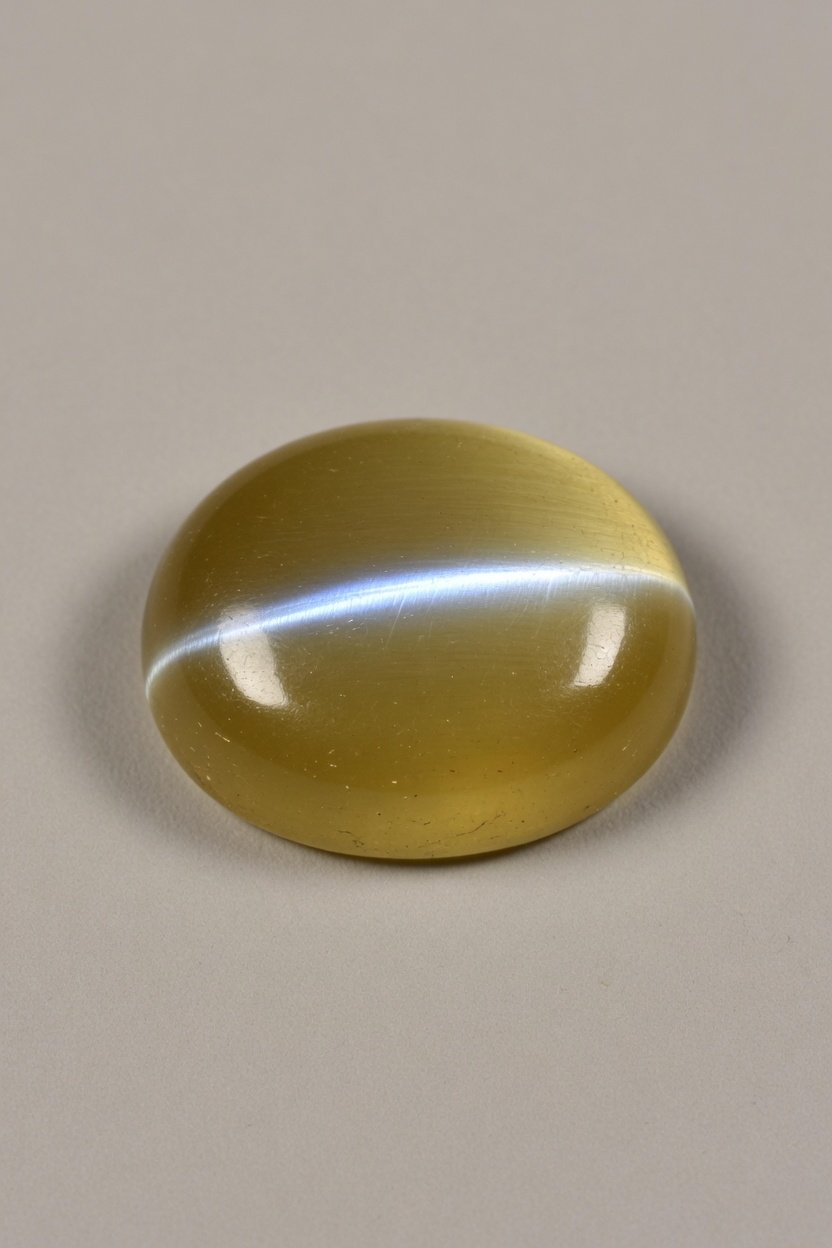 Polished Cat's Eye Chrysoberyl (Cymophane) cabochon