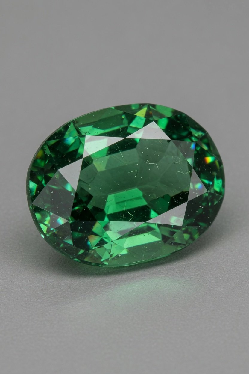 Polished faceted Chrome Tourmaline gemstone