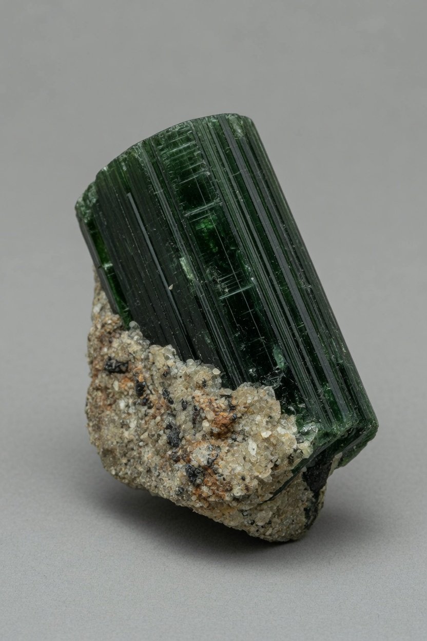 Raw rough Chrome Tourmaline crystal with natural matrix