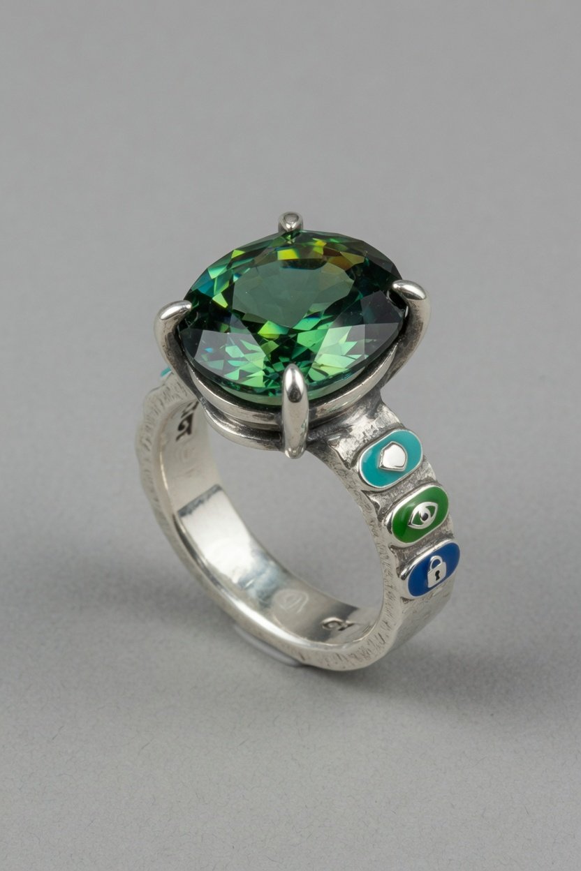 Chrome Tourmaline in sterling silver prong ring