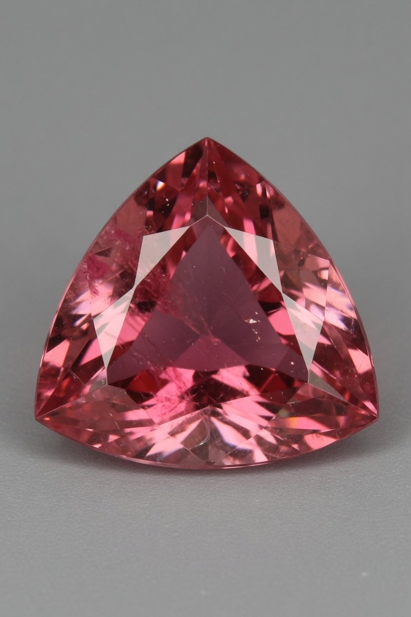Polished faceted Rubellite (Pink Tourmaline) loose stone showing crisp facets and zoned pink