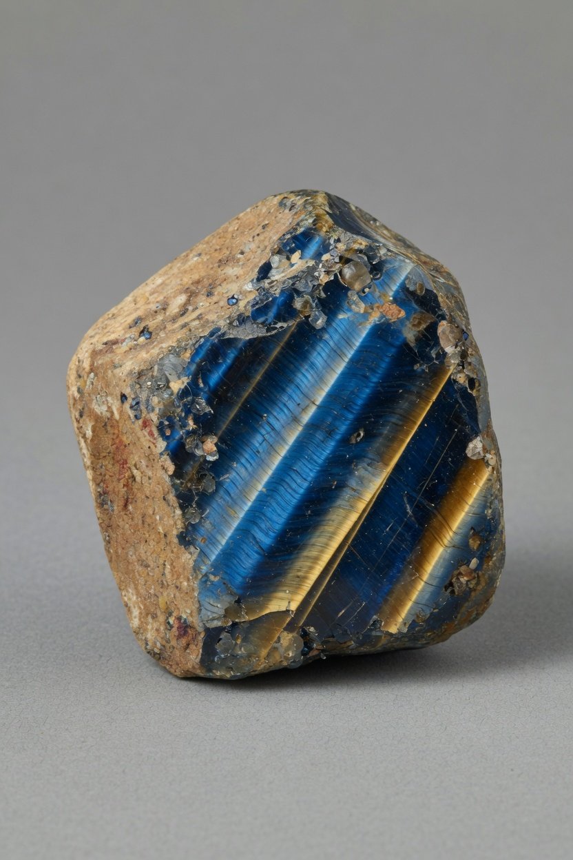 Falcon's Eye (Blue Tiger's Eye) rough specimen showing natural blue and golden streaks